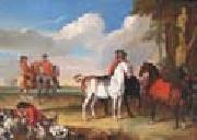 unknow artist Horses and Hunter oil painting on canvas